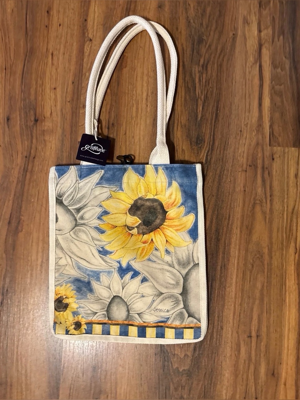 Sunflower Canvas Tote with Rope Handles by